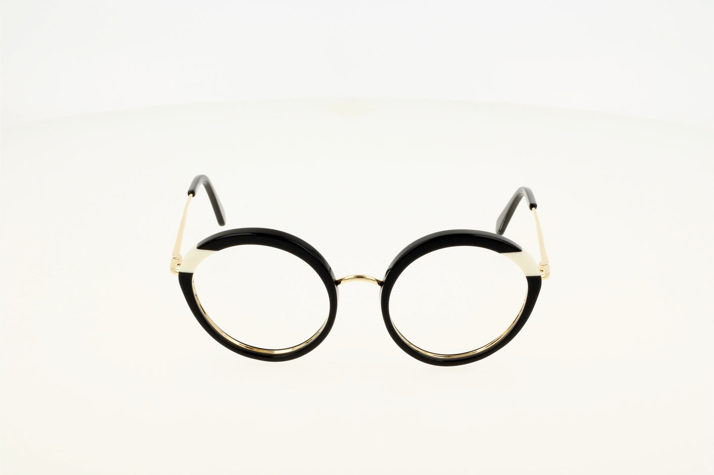 Lunette de vue noire et blanche, combinée acétate et métal, moderne, chic et tendance.